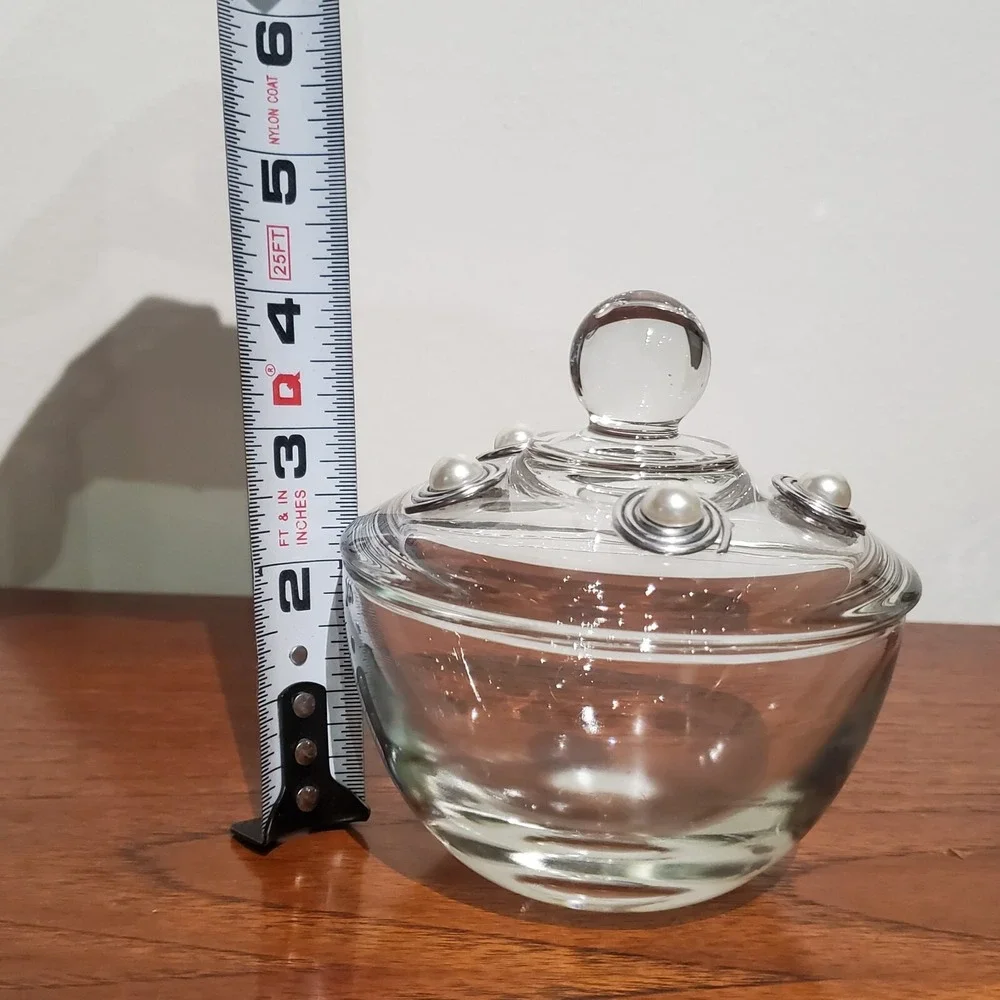 Vintage Clear‎ Anchor Hocking Creamer and Sugar dish with Lid wire wrap spirals